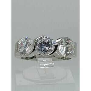 Vintage 3CT 3-Stone Simulated Diamond CZ Engagement Wedding Band Ring Size 10